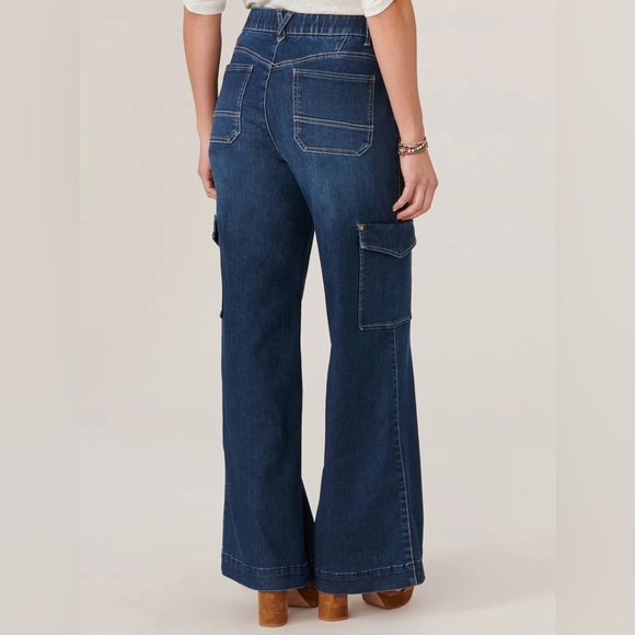 Democracy / Wit & Wisdom High Rise Wide Leg Denim Cargo Pant, indigo Dark Wash - Picture 4 of 8